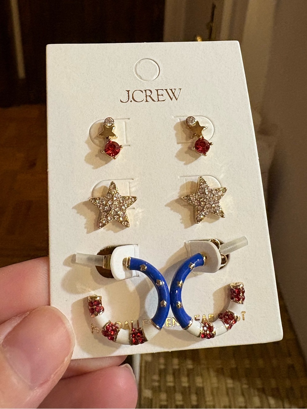 J. Crew Kids Red, Blue & Gold Earring Set